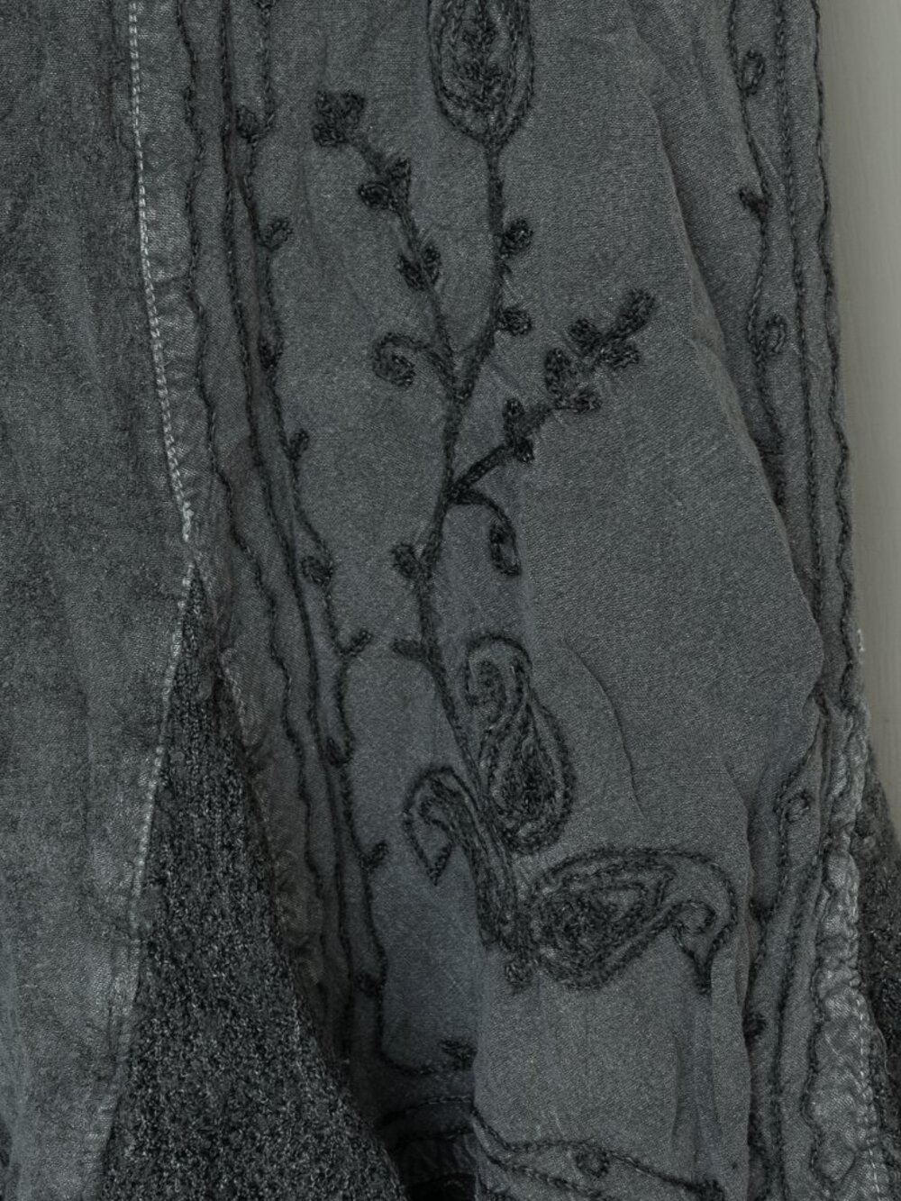 KIRAT Skirt Asymmetrical Witchy Grey Embroidered Hippie Handkerchief Midi - Picture 12 of 14
